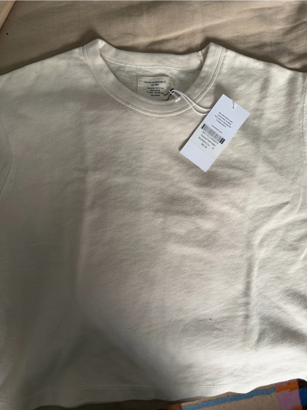 Buck Mason Cream Cropped Crew Tee